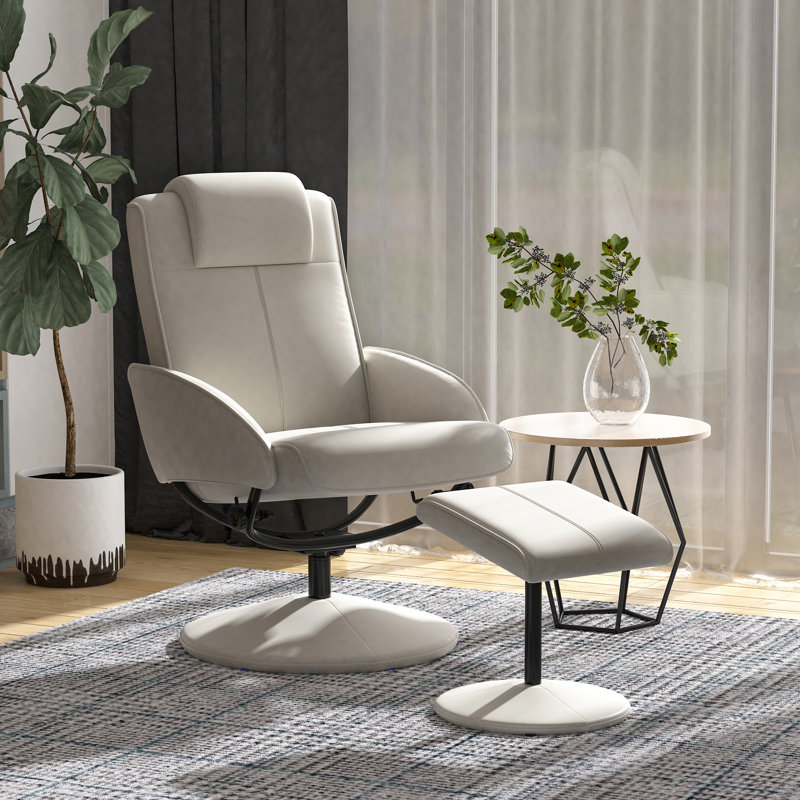 Latitude Run Kysir Faux Leather Manual Recliner with Ottoman Wayfair.co.uk